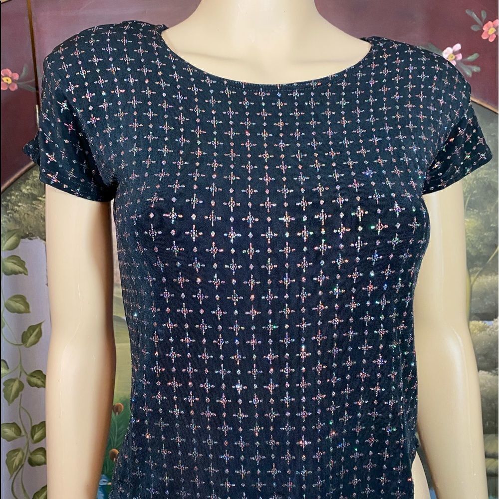 Caviar Black Crop Top with Sparkles Small